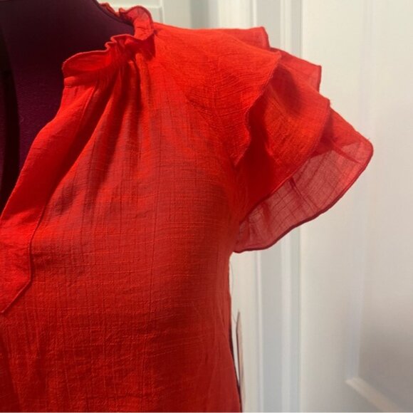 NWT NANETTE LEPORE Red Rayon Blend Blouse Hot Coral Size Small - Picture 5 of 13
